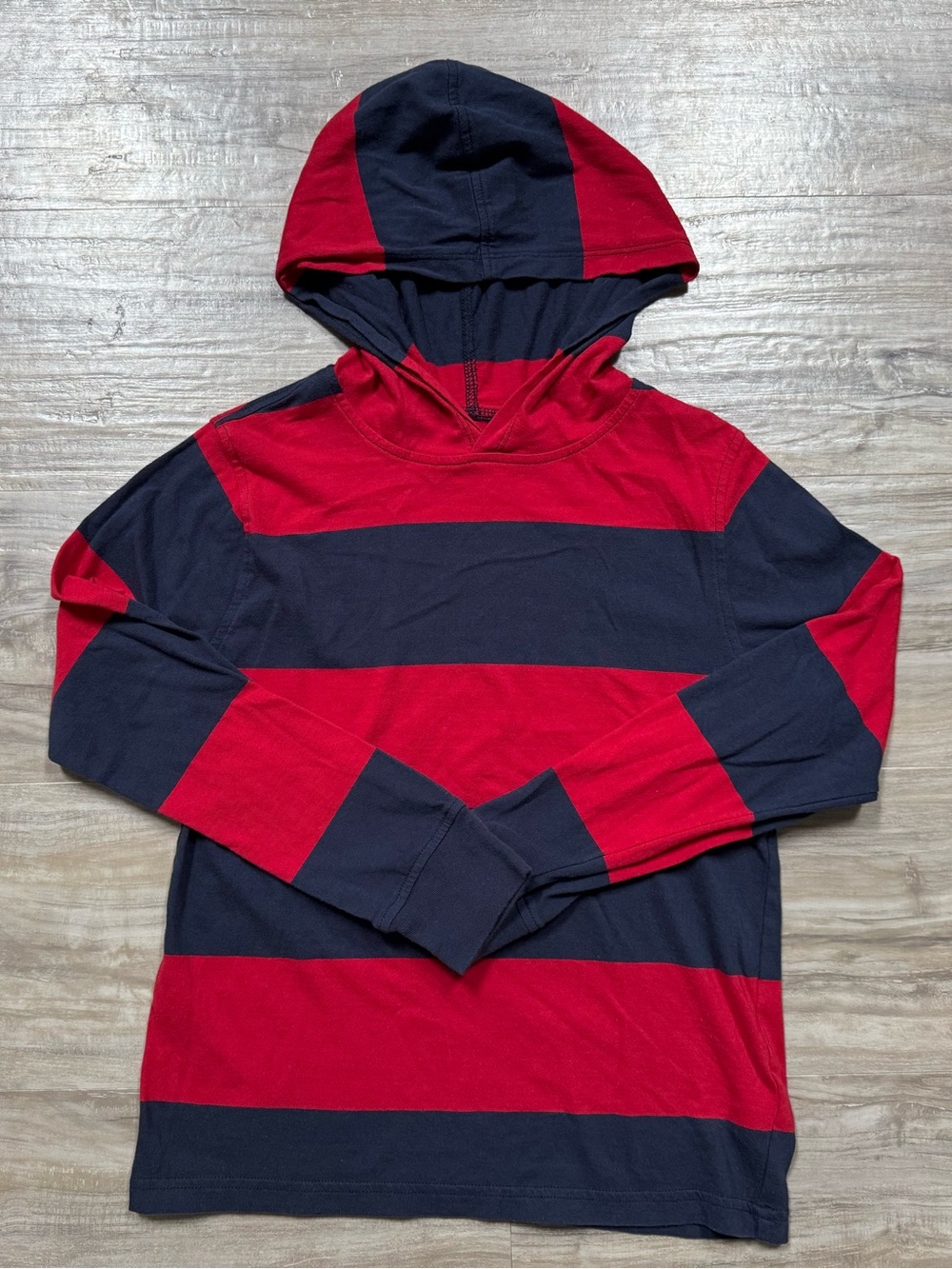 Crewcuts Red and Navy Striped Hooded Top